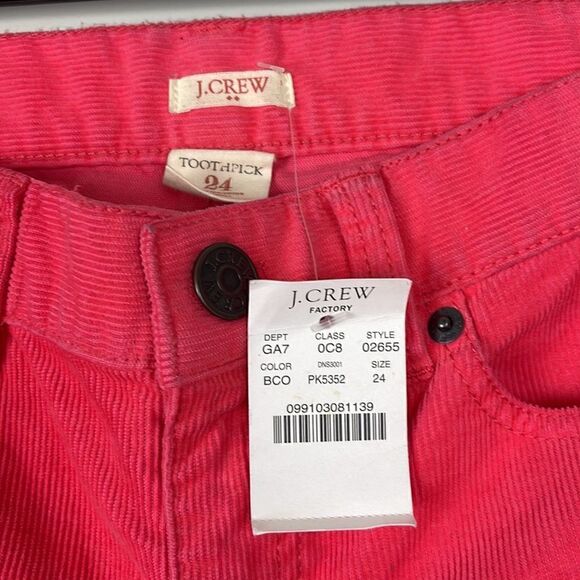 J. Crew Factory Toothpick Skinny Corduroy Pants Size 24 Hot Pink - Picture 4 of 9